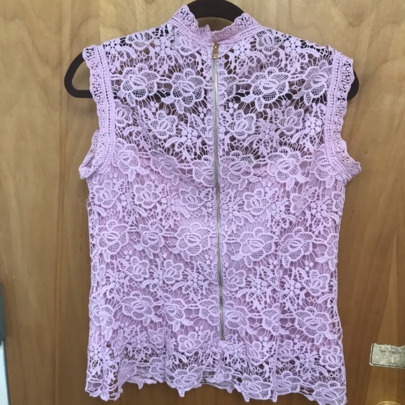 Nanette Lepore SPRING FLING Crochet Lace Sugar Plum Tank Blouse Top M - Picture 4 of 7